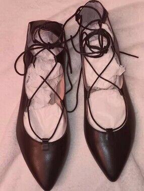 Summit By White Mountain Women's Black Lace-Up Pointed Toe Flats